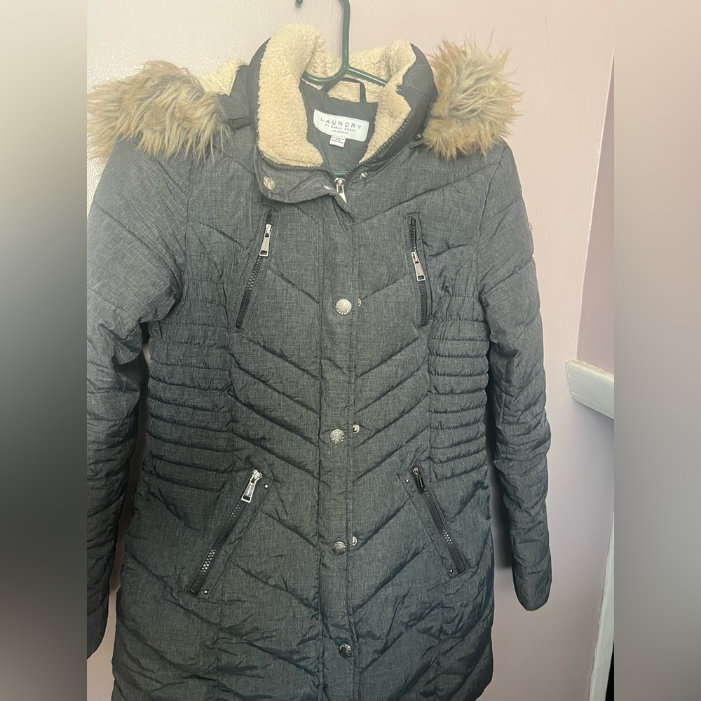 Laundry by Shelli Gray Parka Coat with Faux Fur Trim Size XS Like New
